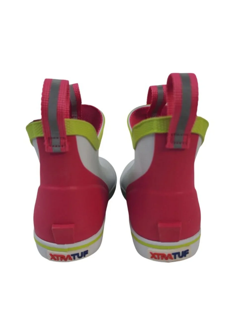 NEW Xtratuf Youth Ankle Deck Boots White Pink Neon Green Size 10M Waterproof